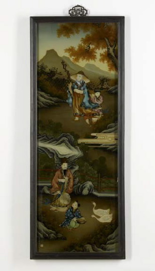 Appraisal: Framed Chinese Reverse Painting on Glass depicting an emperor and