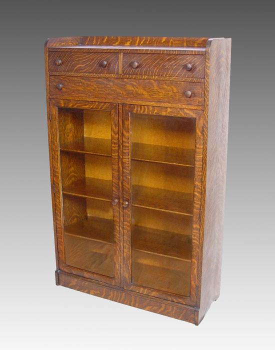 Appraisal: ARTS CRAFTS TIGER OAK DOUBLE DOOR BOOKCASE The best grain