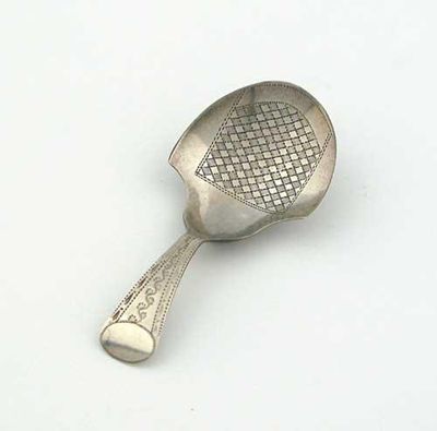 Appraisal: A George IV engraved caddy spoon the waisted bowl with