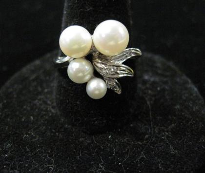 Appraisal: karat white gold cultured pearl and diamond ring s