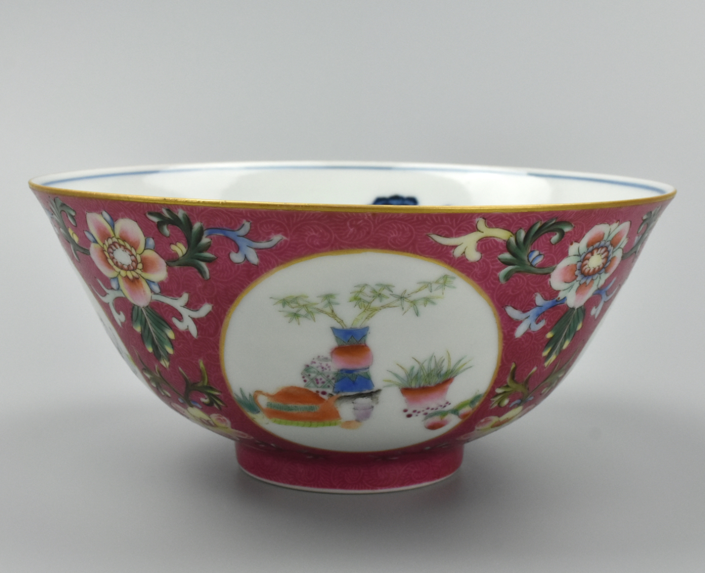 Appraisal: CHINESE B W FAMILLE ROSE BOWL W DAOGUANG MARK A