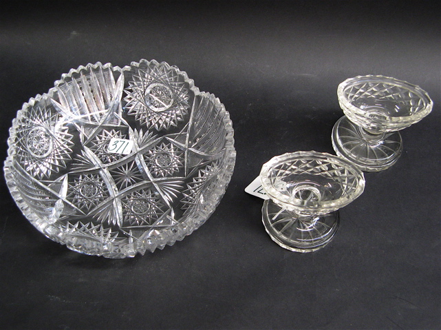 Appraisal: A CLARK CUT GLASS BOWL PAIR CUT GLASS SALTS pieces