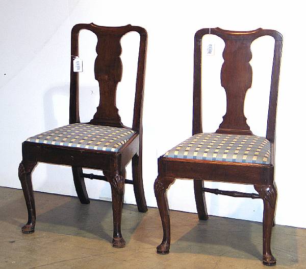 Appraisal: A pair George II walnut side chairs second quarter th