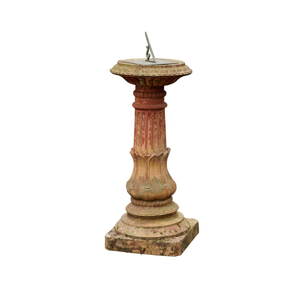 Appraisal: BRONZE SUNDIAL AND ASSOCIATED FIRECLAY PEDESTAL LATE TH CENTURY AND