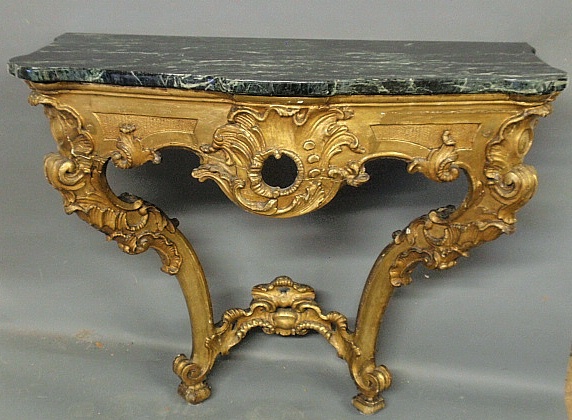 Appraisal: - Fine Italian carved gilt wall console table early th