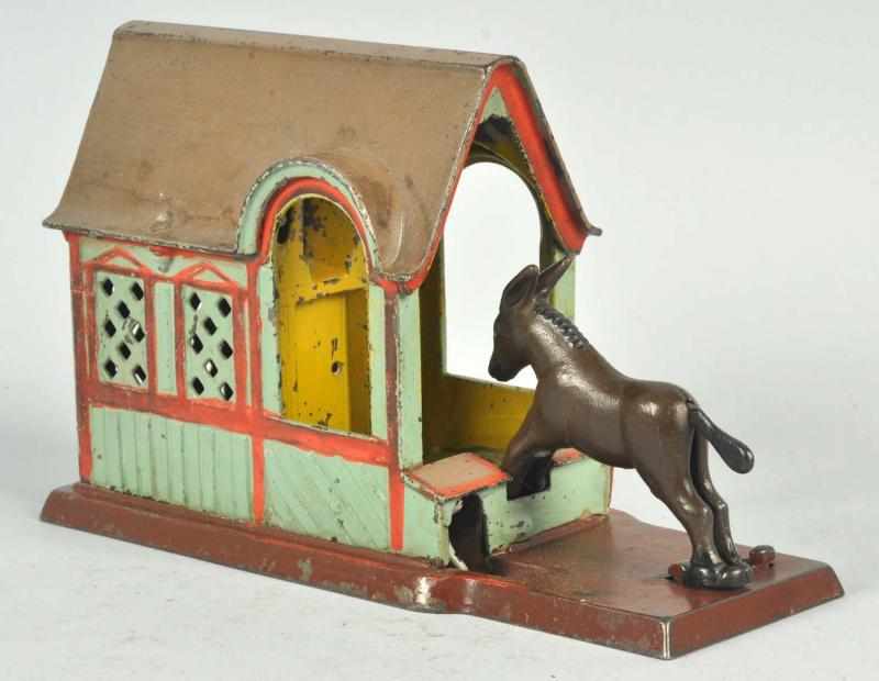 Appraisal: Cast Iron Mule Entering Barn Mechanical Bank Manufactured by J