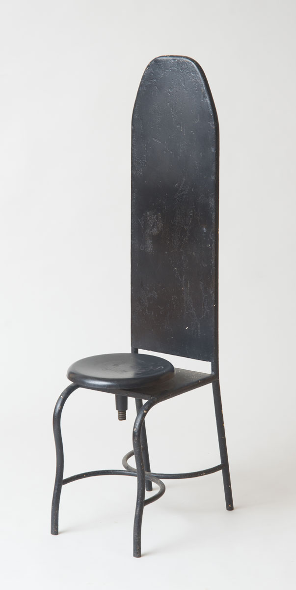 Appraisal: BLACK PAINTED METAL HIGH-BACK DOCTOR'S SWIVEL-SEAT CHAIR x x in