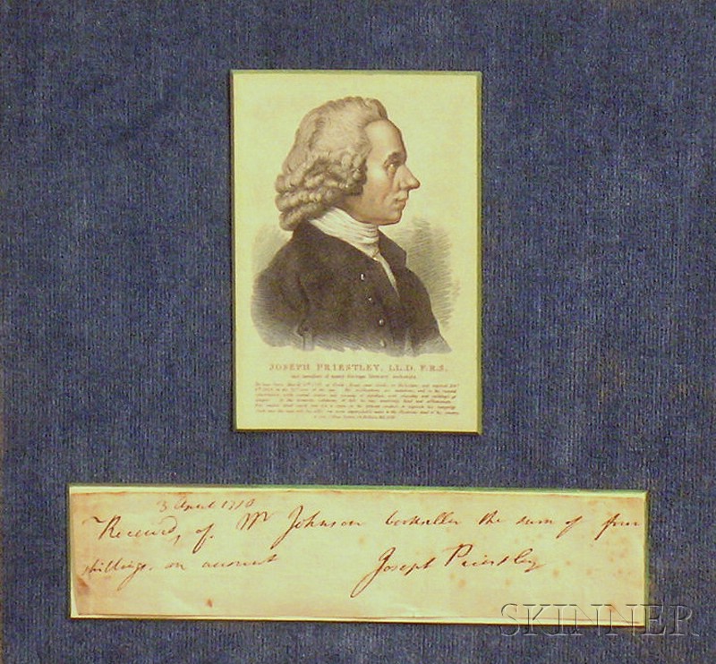 Appraisal: Priestley Joseph - Autograph note signed April one page a