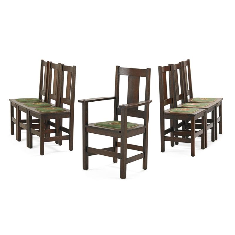 Appraisal: LIMBERT Seven dining chairs Condition Report Very good overall original