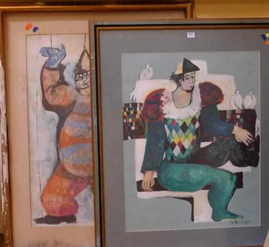 Appraisal: PIO CARLONE PUPPET GOUACHE TOGETHER WITH PIO CARLONE HARLEQUIN GOUACHE