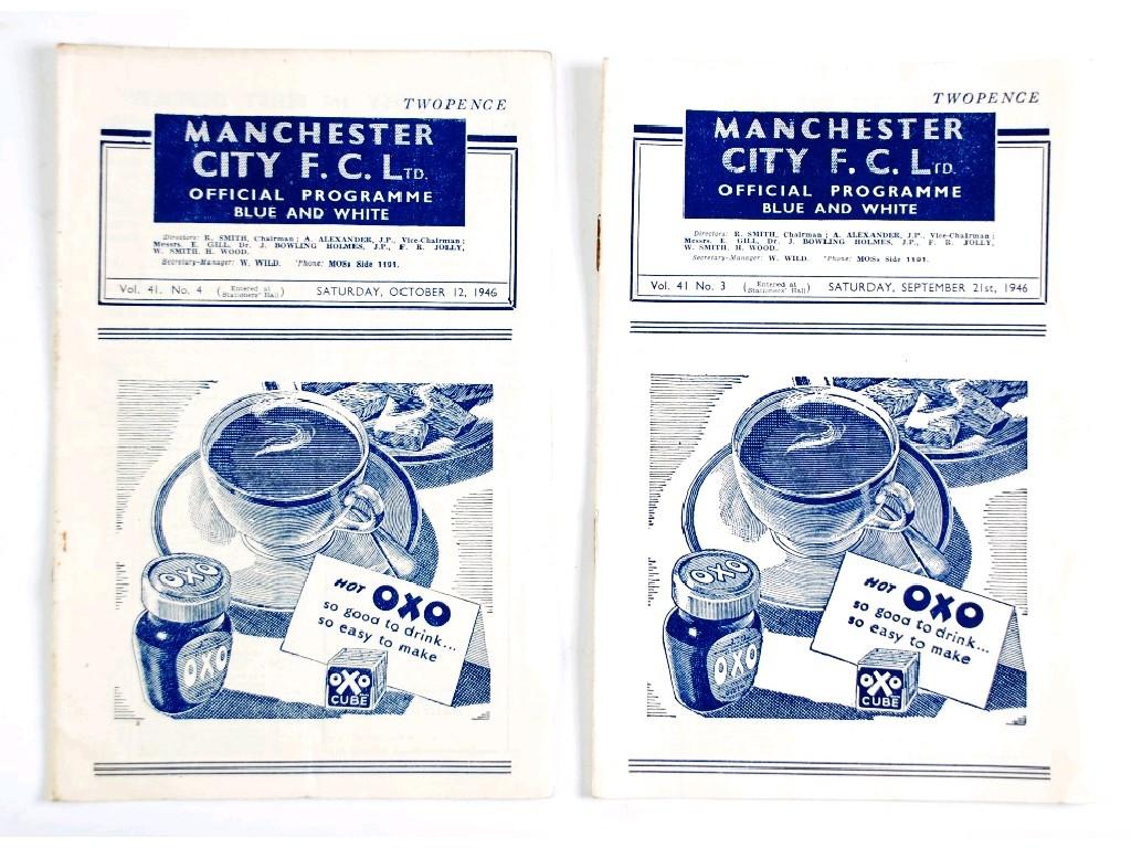 Appraisal: TWO MANCHESTER CITY PROGRAMMES FROM SEASON V BRADFORD park Ave