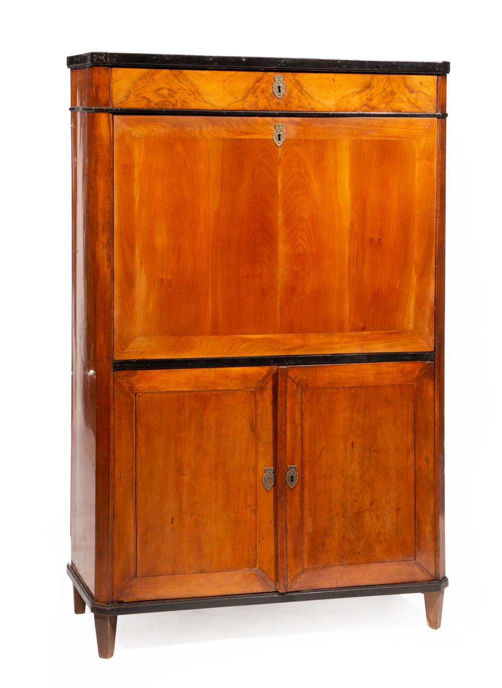 Appraisal: Biedermeier Parcel Ebonized Fruitwood Secretaire a Abattant early th c