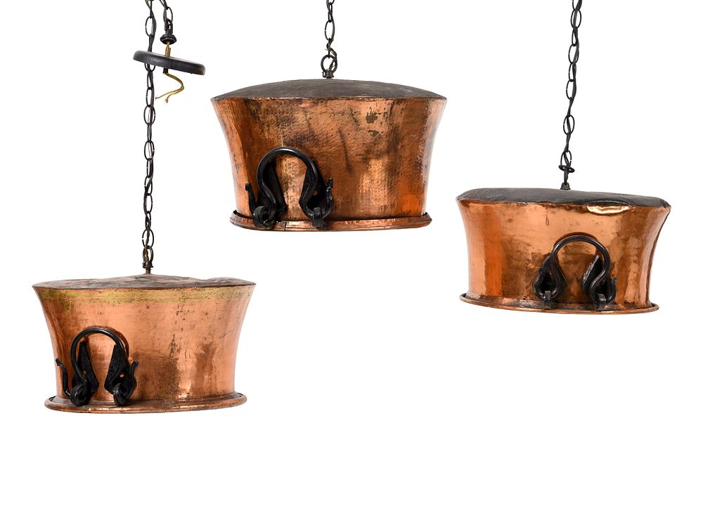 Appraisal: Three Copper and Metal Light Fixtures Three Copper and Metal