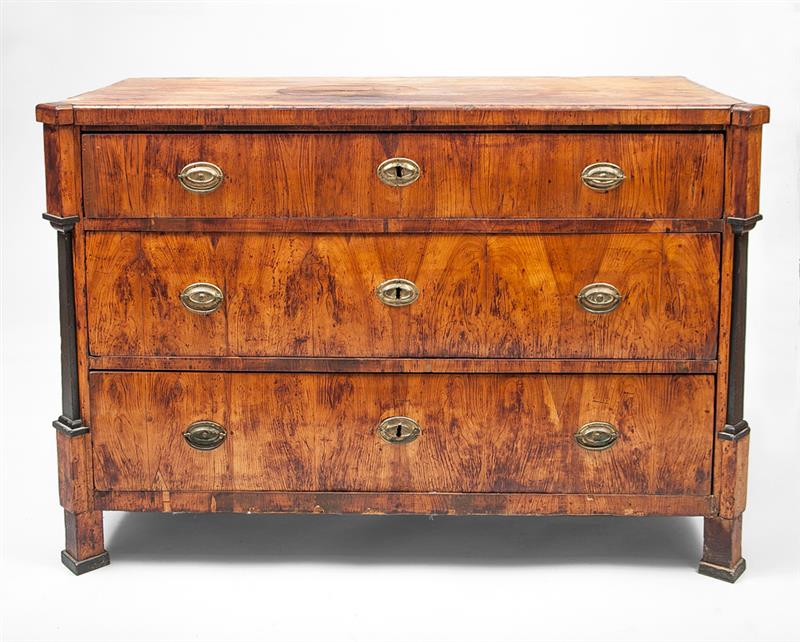 Appraisal: Biedermeier Gilt-Metal-Mounted Black Walnut and Ebonized Commode in x ft