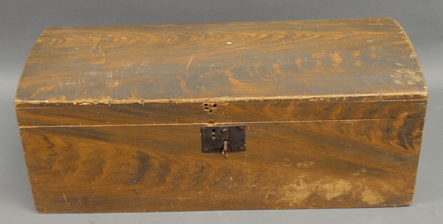 Appraisal: Dome lid trunk with flame grain paint decoration h x