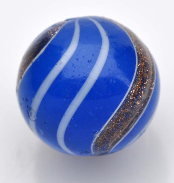 Appraisal: Blue Banded Lutz Marble Blue semi opaque base with white