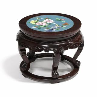 Appraisal: Chinese Cloisonne Top Low Table late th century hardwood carved