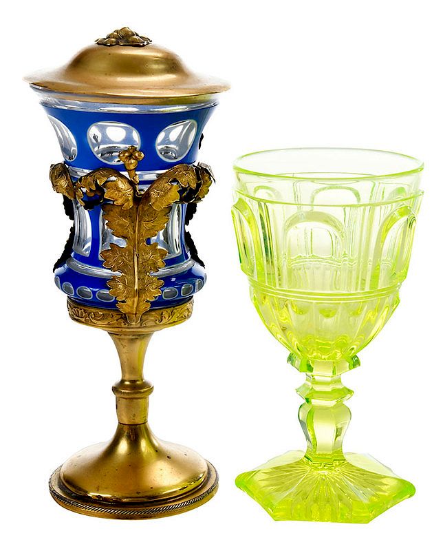 Appraisal: Russian Gilt Silver Goblet Glass Goblet th century cut to