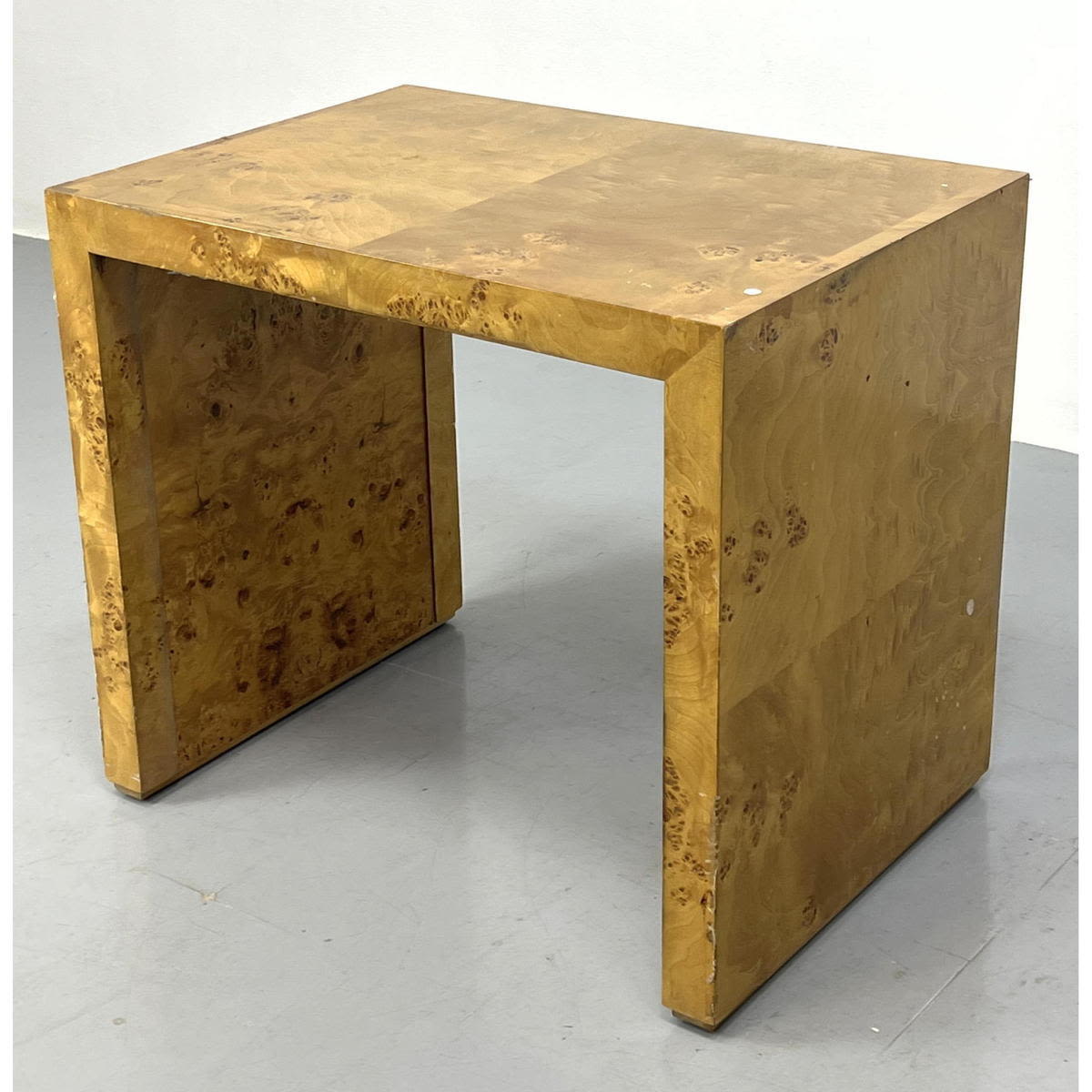 Appraisal: Milo Baughman Style Burl wood Side Table Dimensions H inches