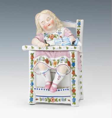 Appraisal: Conta Bohme Child Sleeping in High Chair Tobacco Container Figural