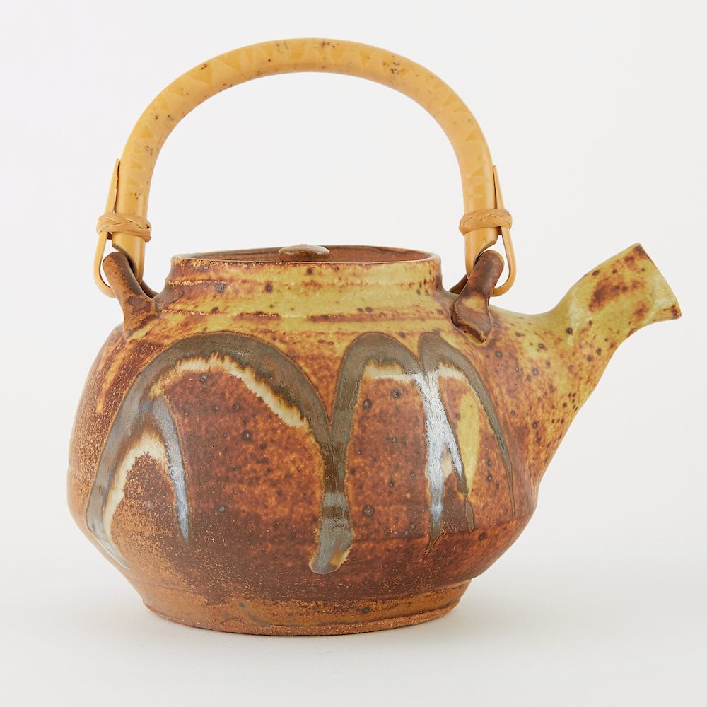 Appraisal: Warren MacKenzie Studio Pottery Teapot with Painted Decoration Warren MacKenzie