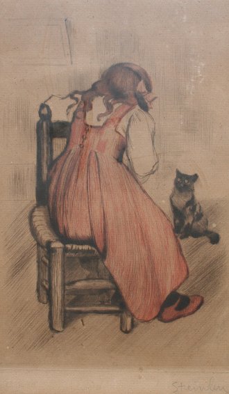 Appraisal: STEINLEN Theophile Alexander Swiss - ''La Fillette en Chat'' Girl