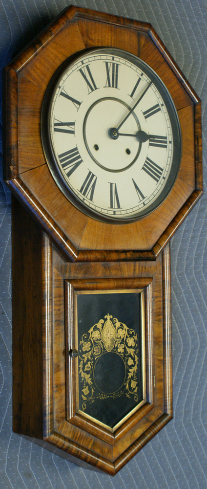 Appraisal: Mahogany OG box clock by Elisha Manross Bristol CT original