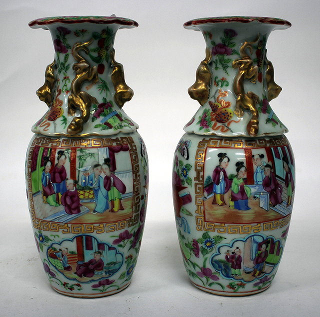 Appraisal: A PAIR OF CHINESE FAMILLE VERTE VASES of baluster form