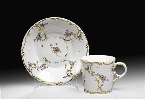 Appraisal: CUP AND SAUCER Marseille Joseph-Gaspard Robert circa - With gilt