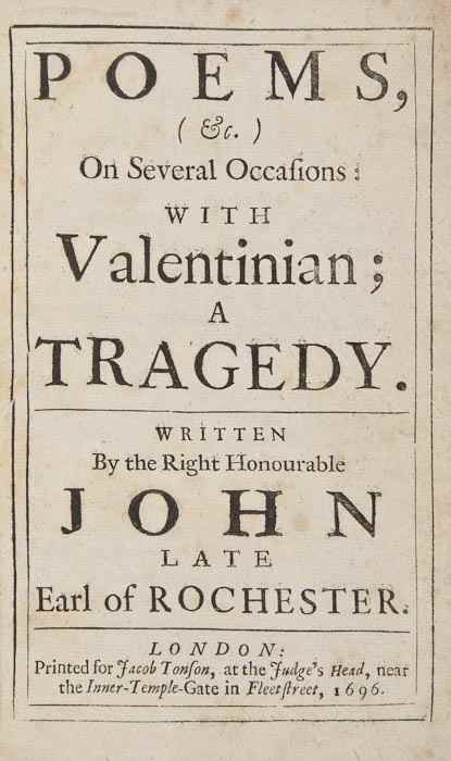 Appraisal: Rochester John Wilmot Earl of Poems c on Several Occasions