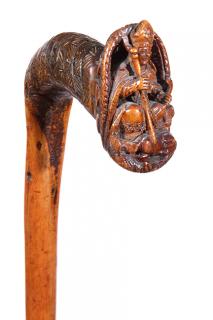 Appraisal: Pope Folk-Art Cane Ca Late th Century A high-relief carved