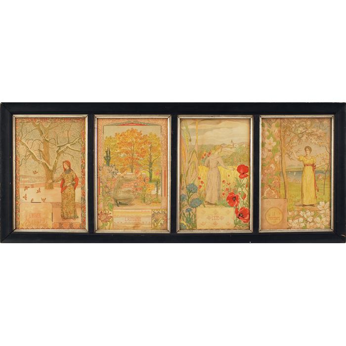 Appraisal: French Art Nouveau prints group of four depicting the seasons