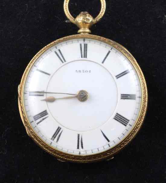 Appraisal: A Victorian ct gold keywind fob watch with chased foliate