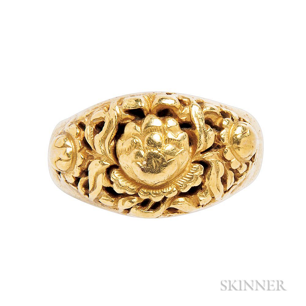 Appraisal: Antique High-karat Gold Ring Antique High-karat Gold Ring China depicting