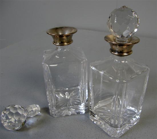 Appraisal: Pair of modern silver mounted decanters and stoppers Birmingham h