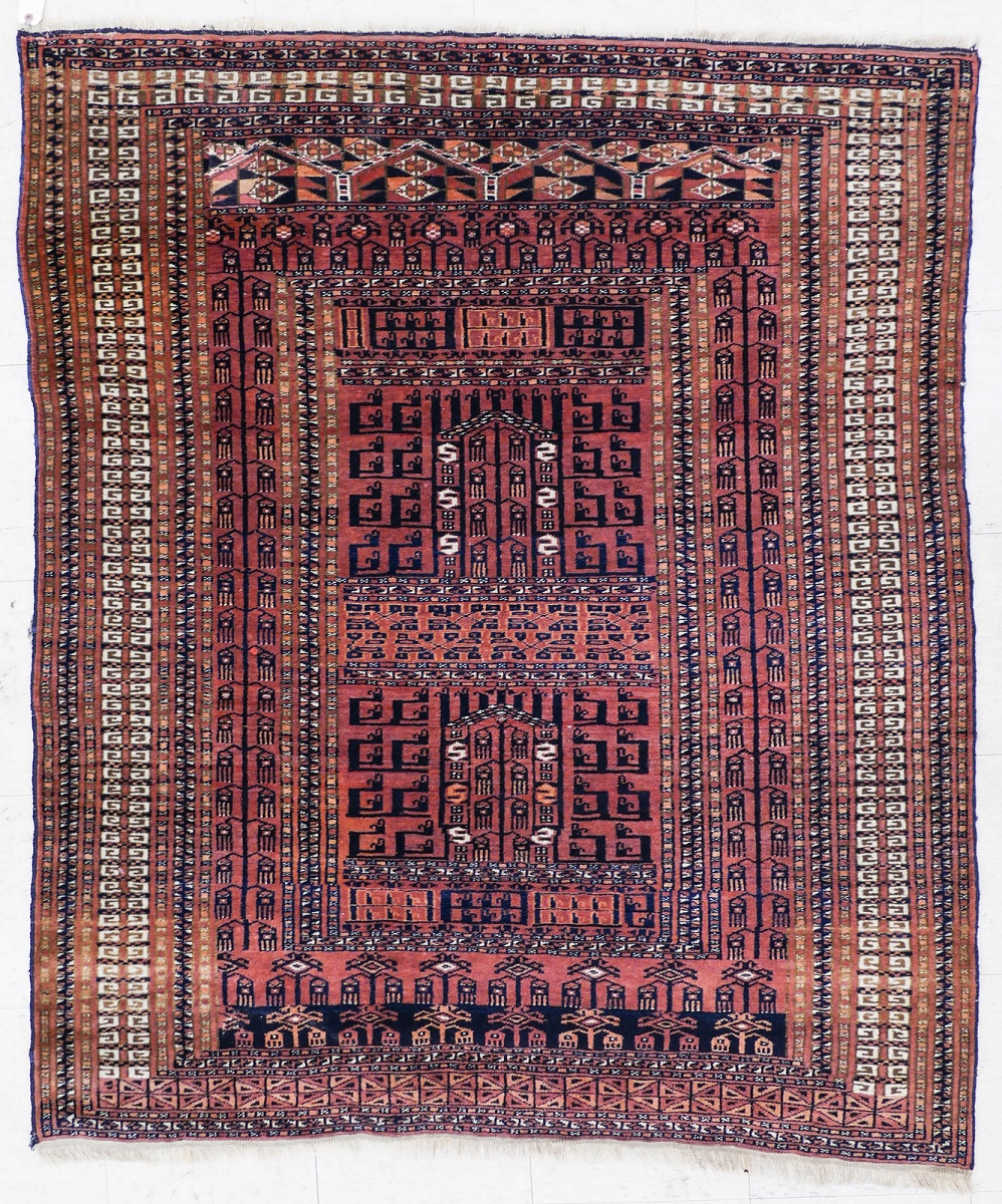 Appraisal: Semi Antique Turkmen Prayer Oriental Rug ' ''x ' ''