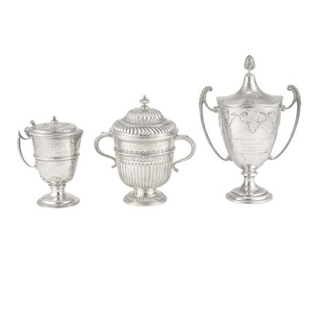 Appraisal: English Silver Trophy Cup and Cover T w an English