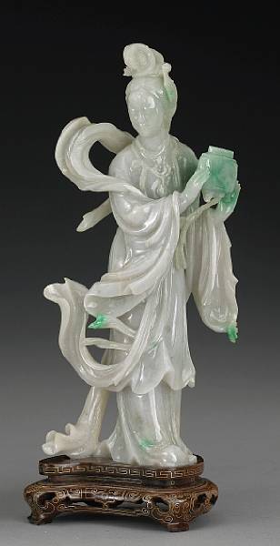 Appraisal: A carved jadeite beauty th Century Dressed in flowing garments