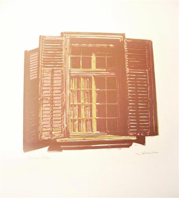 Appraisal: THONEN MARTIN Born in Thoune Window with shutters Colour woodcut