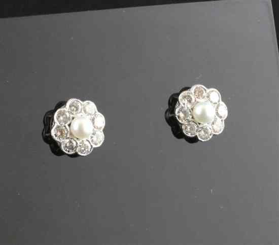 Appraisal: A pair of ct white gold cultured pearl and diamond