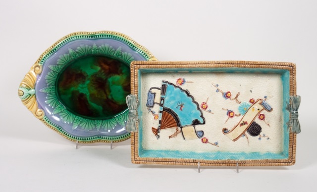 Appraisal: Two English majolica trays late th century oval bread tray