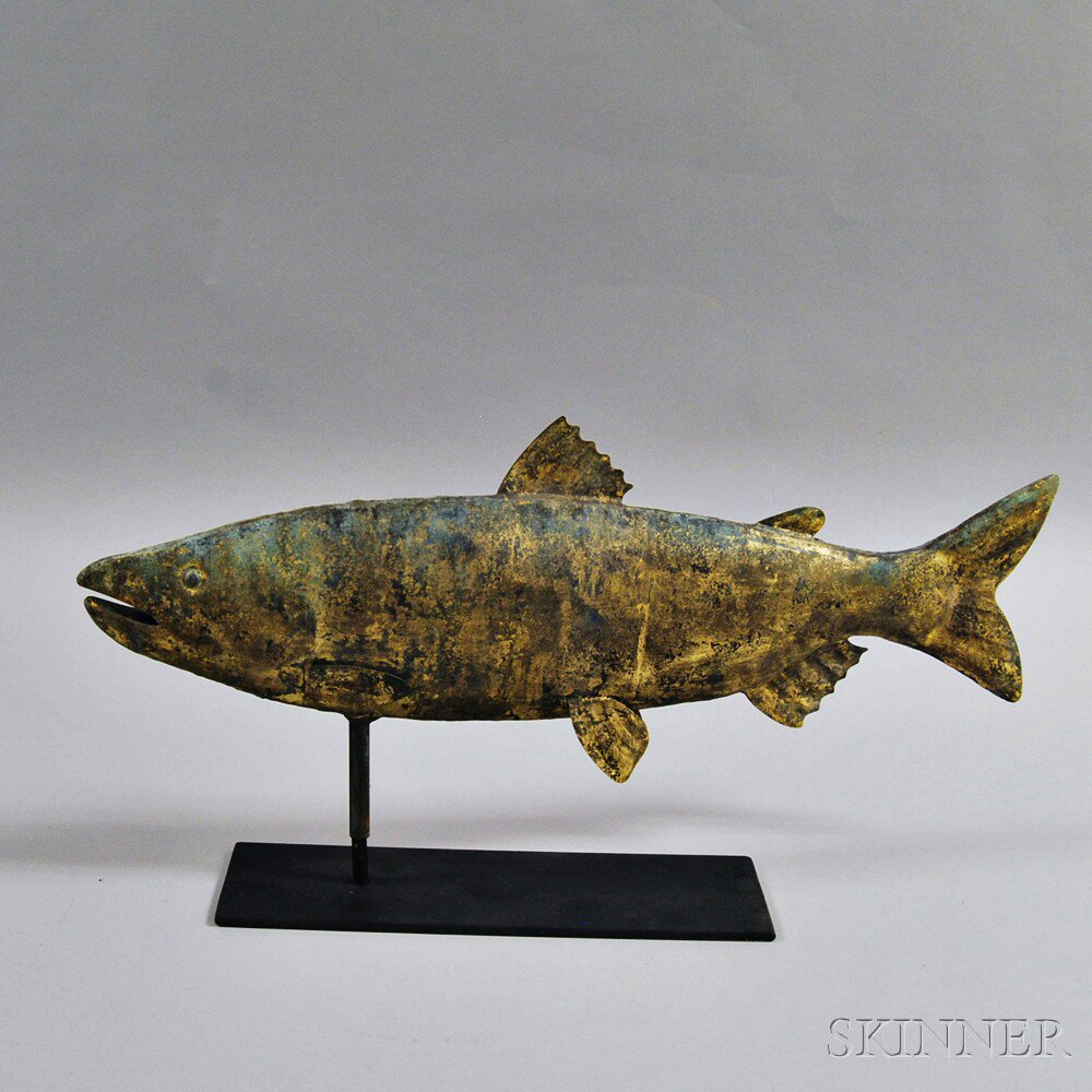 Appraisal: Molded Gilt Copper Trout Weathervane th th century the full-body