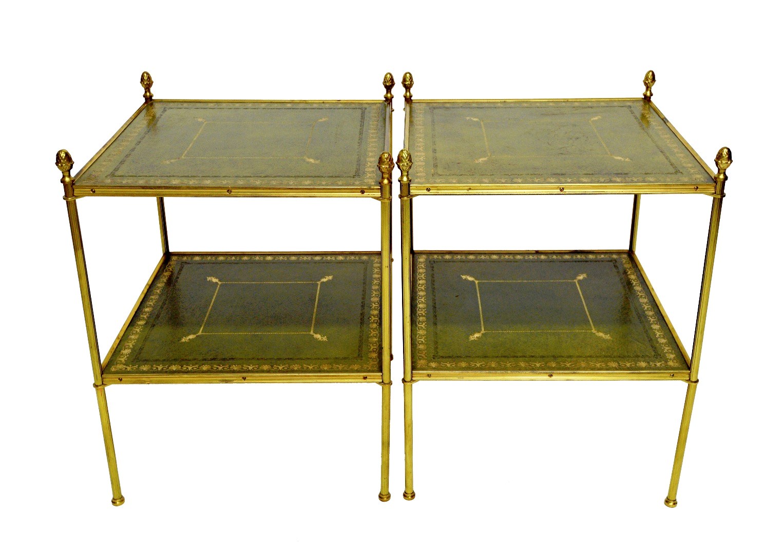 Appraisal: A pair of th century brass two tier etageres each