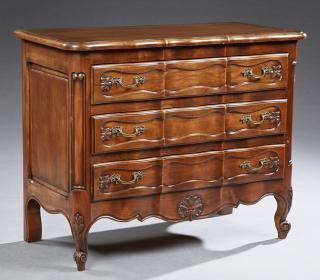 Appraisal: French Louis XV Style Carved Walnut Commode th c the