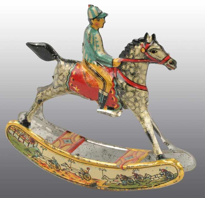 Appraisal: Tin Litho Rocking Horse Penny Toy Description German Very colorful