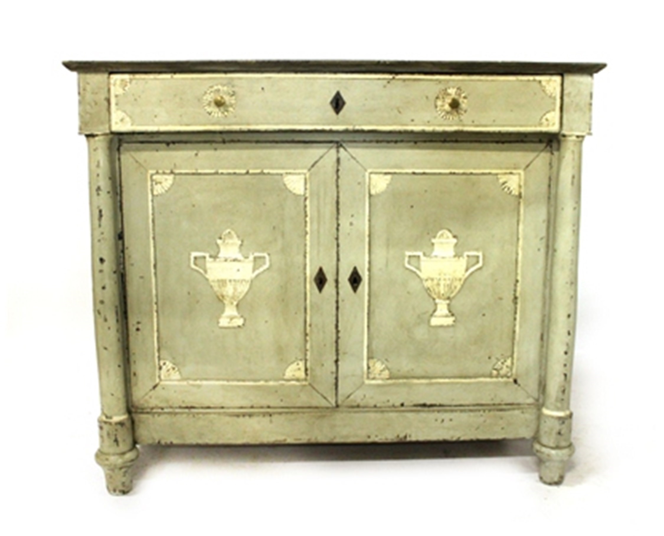 Appraisal: A pair of early th century green painted pier cabinets