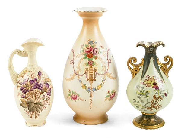 Appraisal: A group of Continental ceramic table articles comprising five vases