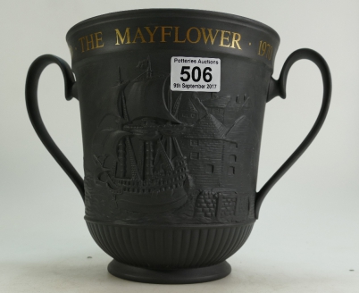 Appraisal: Royal Doulton black basalt two handled Mayflower loving cup The