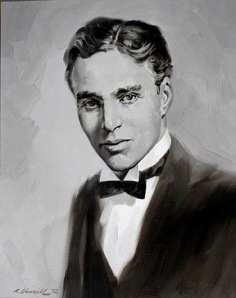 Appraisal: A Charlie Chaplin painting by Roy Grinnell An oil on