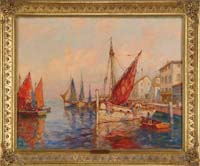 Appraisal: W C KENT American Early th Century HARBOR TOWN Oil